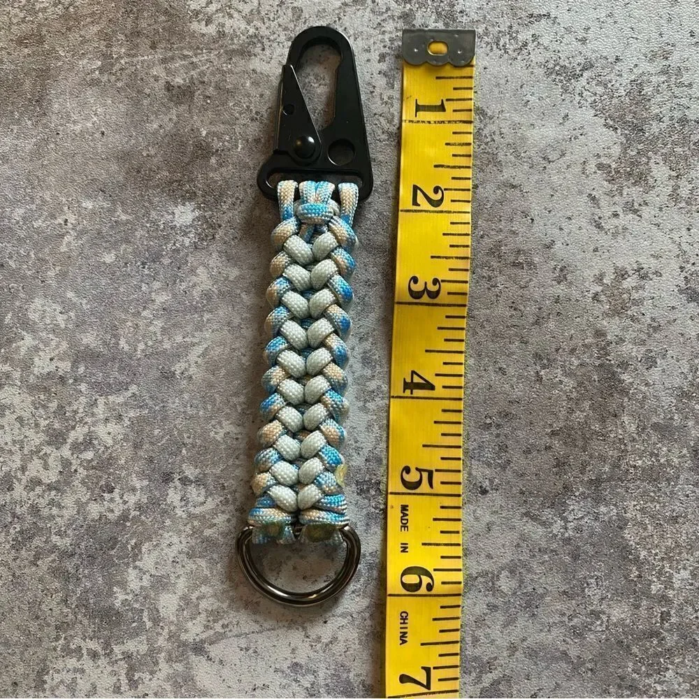 Paracord Keychain NEW Handmade USA North Carolina Blue Gray Sporty